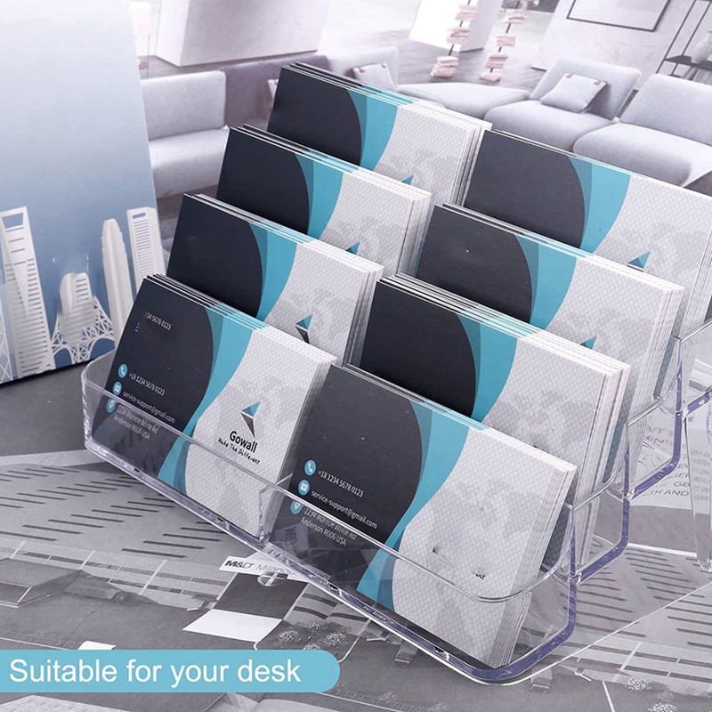 Giá Đỡ Danh Thiếp 8 Ngăn Để Bàn Bằng Acrylic Phong Cách Doanh Nhân Sang Trọng