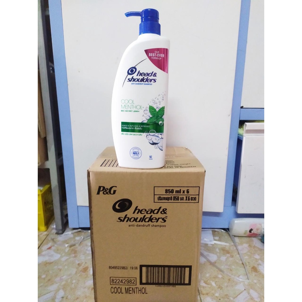 1 Thùng 6 Chai Dầu Gội Head & Shoulder 850ml Chính Hãng Thái Lan mát lạnh sảng khoái