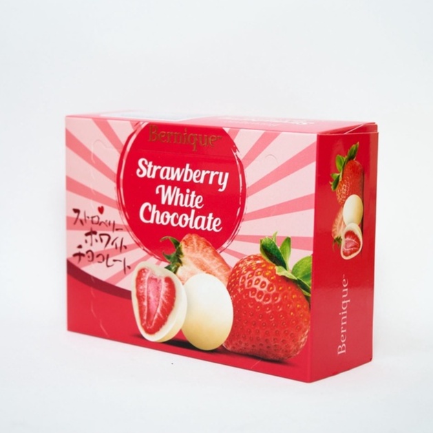 Socola Trắng nhân trái dâu khô Bernique nhập khẩu Malaysia- Chocolate White with Strawberry Bernique 70g/1box