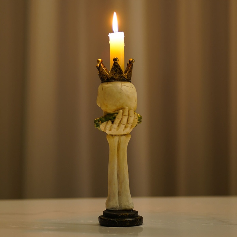Giá Đỡ Nến Hình Đầu Lâu / Vương Miện Bằng Resin Độc Đáo Dùng Trang