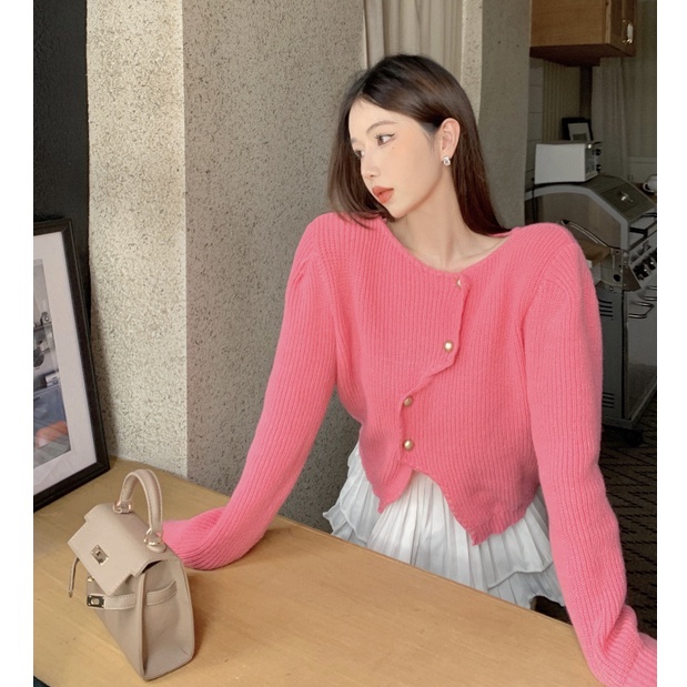 QKOOLE  Áo sweater Dáng Rộng Màu Sắc Đơn Giản Phong Cách Hàn Quốc Cho Nữ