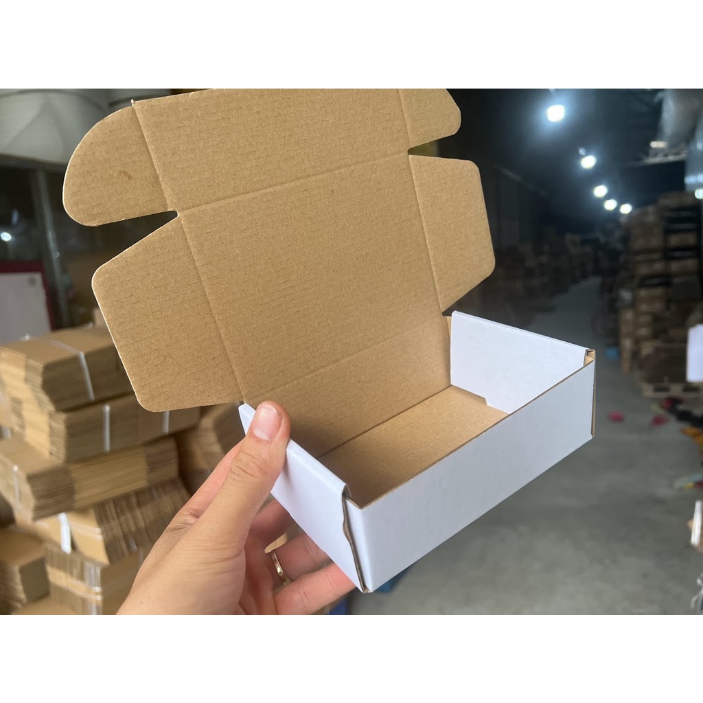 Hộp carton nắp gài đóng gói hàng COD 15x10x5 cm bộ 100 cái, sản xuất bởi SÀI GÒN CARTON