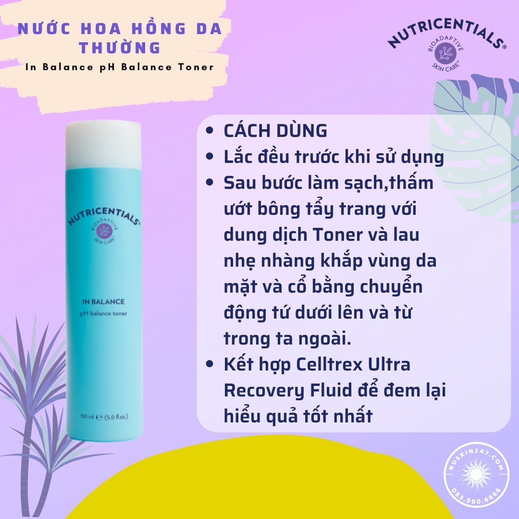 Nước hoa hồng Nuskin bộ cơ bản 150ml toner nuskin Da thường