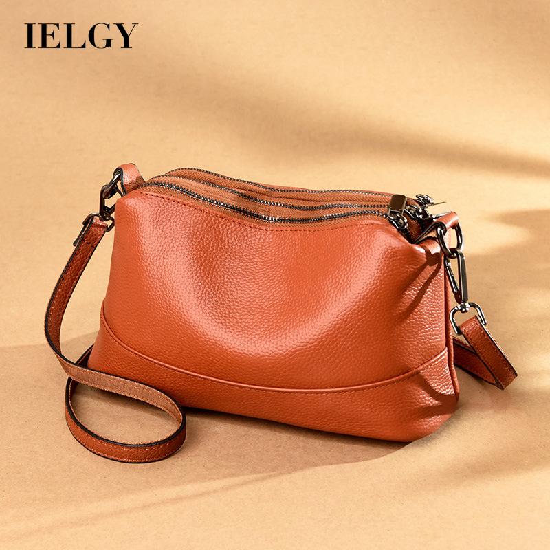 Túi Đeo Chéo Bằng Da Bò Có Khóa Kéo Đơn Giản Cho Nữ