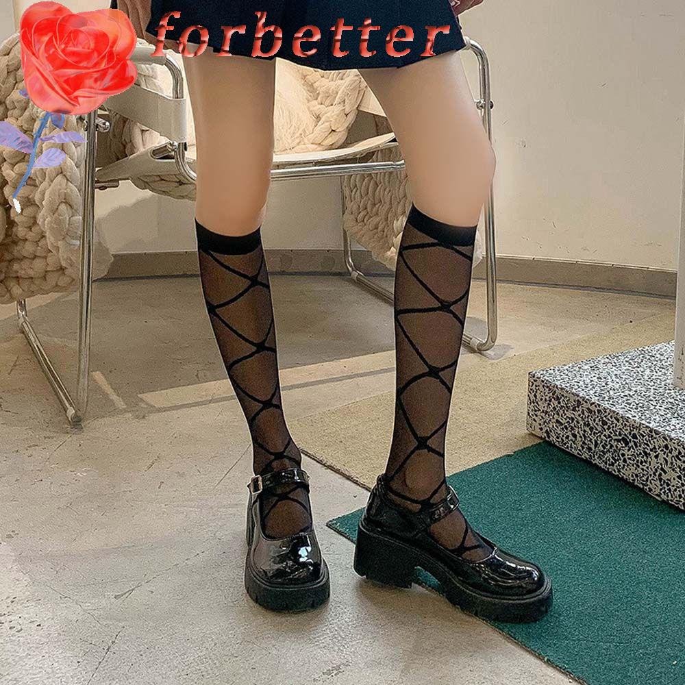 Tất vải lưới trong suốt chống trượt cao tới đầu gối phối ren nhiều màu sắc tùy chọn phong cách Hàn Quốc đáng yêu cho nữ