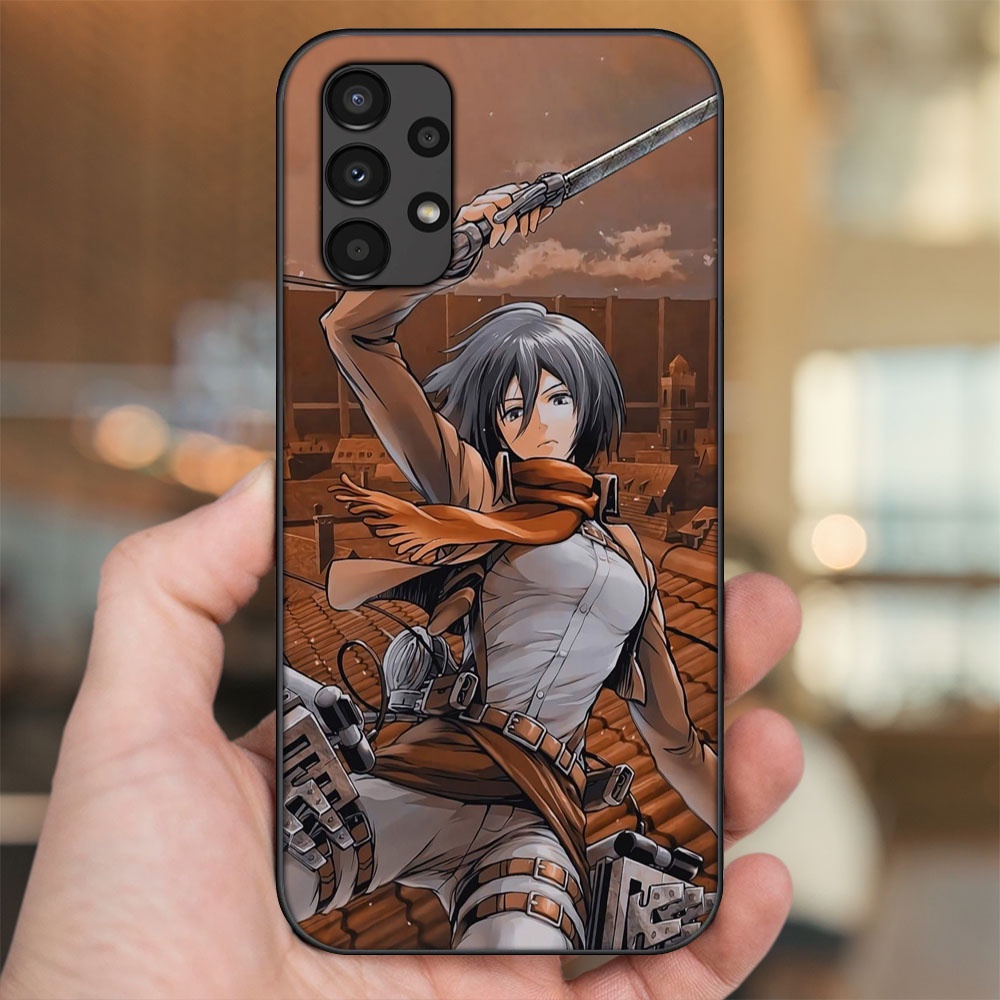 Ốp lưng Samsung A53, A72, A73 viền đen in hình Mikasa Ackerman Attack On Titan