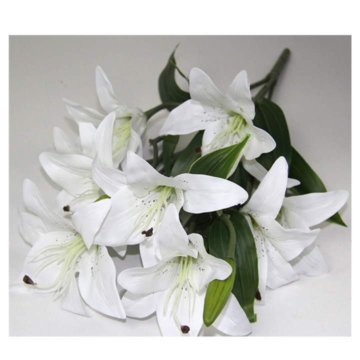 Hoa ly cành 9 bông 3 nụ- chất liệu cao su- Hoa giả mà như thật