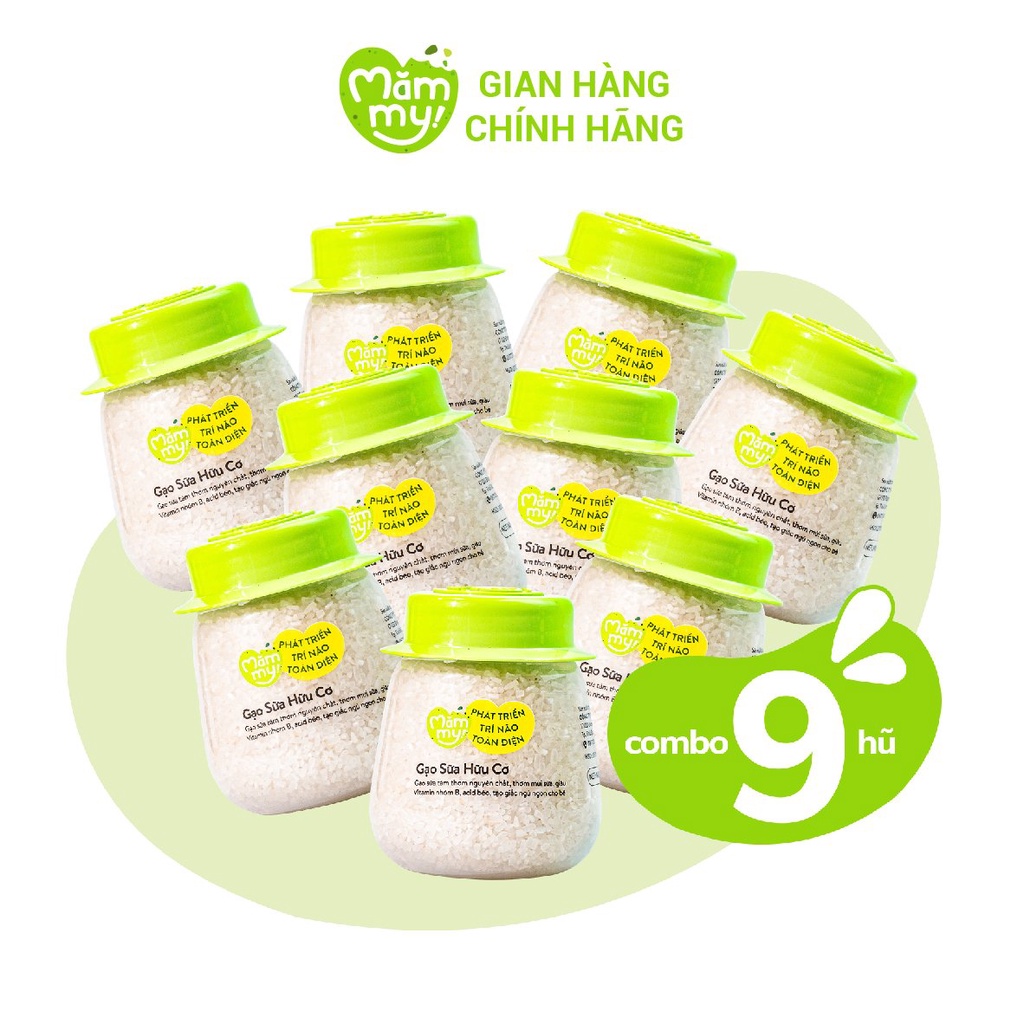 Combo 9 hũ gạo sữa hữu cơ Mămmy chuyên dùng nấu cháo ăn dặm cho bé từ 6 tháng 140gr/ hũ