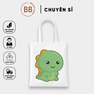 Túi tote vuông canvas vải bố đeo vai khủng long