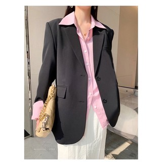 Blazer nữ hàn quốc màu đen, phong cách tối giản dễ mặc