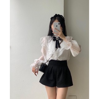 Áo tơ tiểu thư phối ren