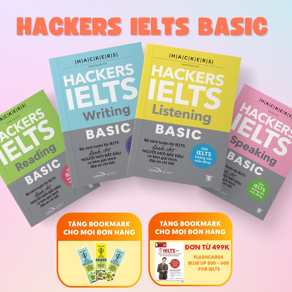 Sách Hacker Ielts Basic: Reading + Listening + Writing + Speaking (Combo 4 cuốn)