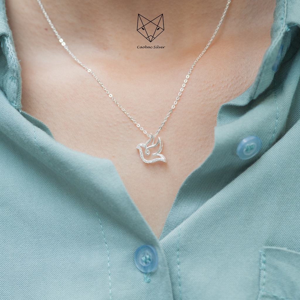 Dây Chuyền Bạc Ta Cao Cấp CaoBac Silver Bồ Câu Thiết Kế Độc Lạ, Tinh Tế , Thanh Lịch Dành Tặng Riêng Cho Các Bạn Nữ