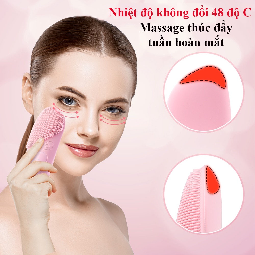 Máy rửa mặt silicon, massage mắt, làm ấm giảm nhăn bọng mắt Nevaki