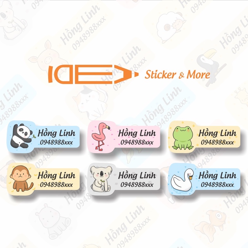 Bộ 36 (+3) sticker PETOON ủi áo, dán bình sữa, đồ dùng học tập - In theo tên bé