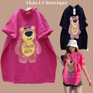 Áo phông tay lỡ cotton khô 3158 Gấu Panda Wofks , áo thun nam nữ unisex Gấu Panta phom rộng