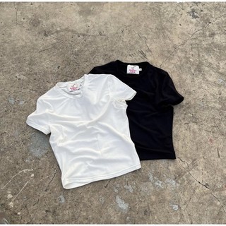 BASIC TOP - Áo basic cổ tròn dáng ôm thêu Whitelies - Whitelies Shop