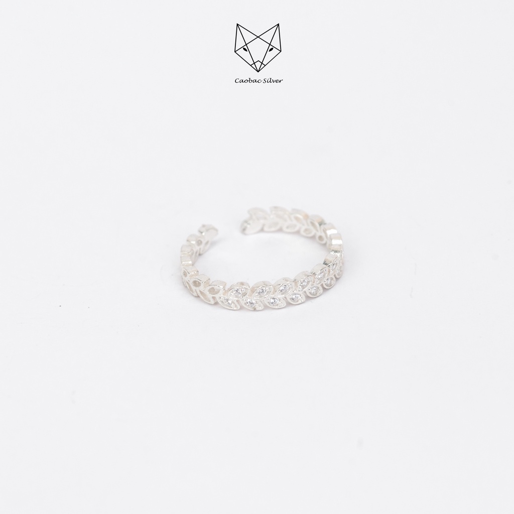 Nhẫn Bạc Ta CaoBac Silver Họa Tiết Lá Nhỏ Đính Đá Nhẹ Nhàng Lấp Lánh Quà Tặng Thời Trang Cho Nữ