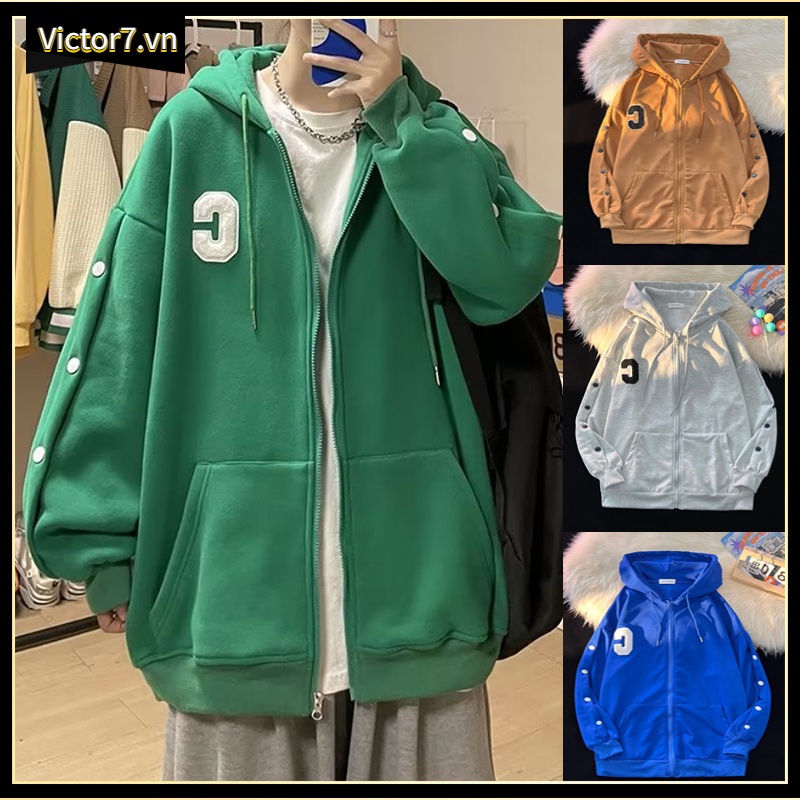 Hip Hop Áo Hoodie Nam Áo Hoodie nữ ao Hoodie Hoodie Xanh Áo Hoodie Tay Dài Dáng Rộng Màu Trơn Kiểu Hàn Quốc Thời Trang Cho Các Cặp Đôi Áo Len Màu Xanh Lá Cây