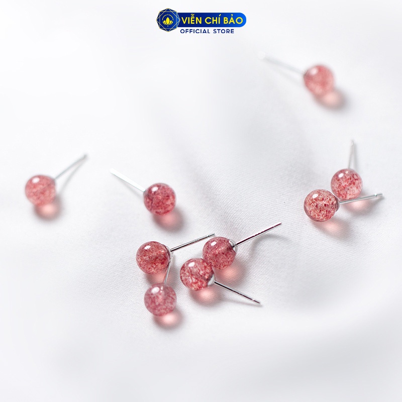 Bông tai bạc nữ đính đá dâu tây chất liệu bạc 925 thời trang phụ kiện trang sức nữ Viễn Chí Bảo E042