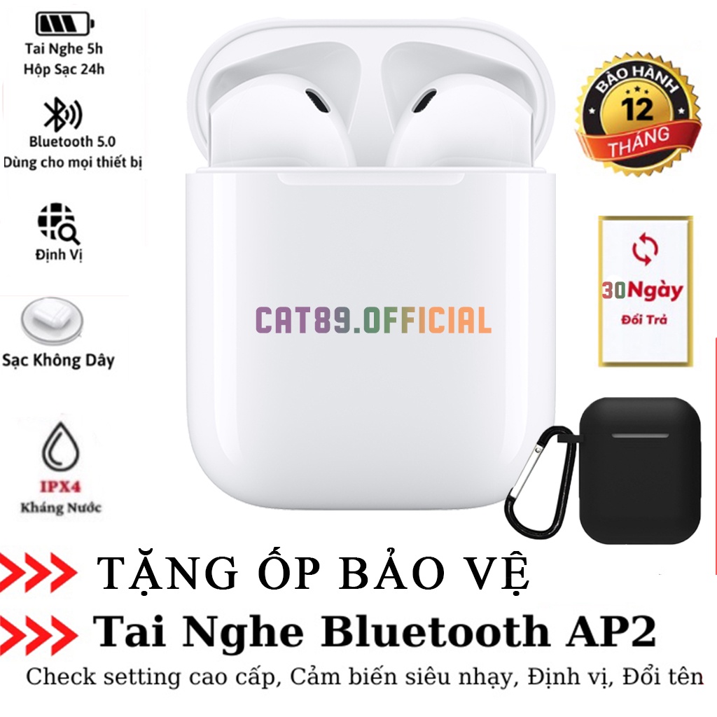 Tai nghe AAPP2 cao cấp Bluetooth đầy đủ mọi chức năng định vị, đổi tên, điểu khiển cảm ứng dành cho mọi loại máy