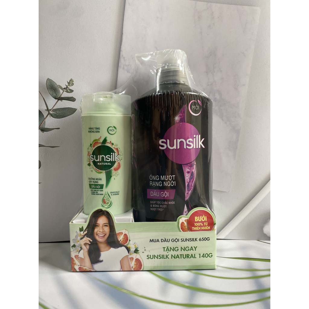 Dầu gội đầu Sunsilk 650gr 🔥 MUA 1TẶNG 1🔥 TẶNG XẢ 140GR ÓNG MƯỢT RẠNG NGỜI