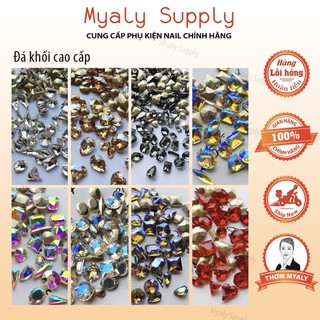 Đá khối nail đính móng giả úc chân vàng nhọn 50 viên