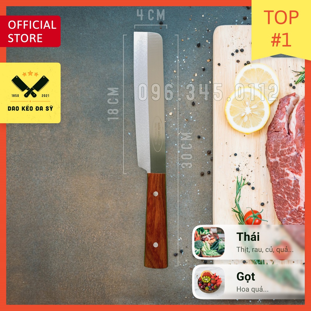 Dao nhà bếp - dao thái thịt, gọt hoa quả - Dao Đa Sỹ - thép Nhật trắng không gỉ