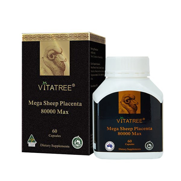 (HSD : 12/2024) Viên uống nhau thai cừu Vitatree Maxi Sheep Placenta 80000Max Úc- Hộp 60 viên. CHÍNH HÃNG