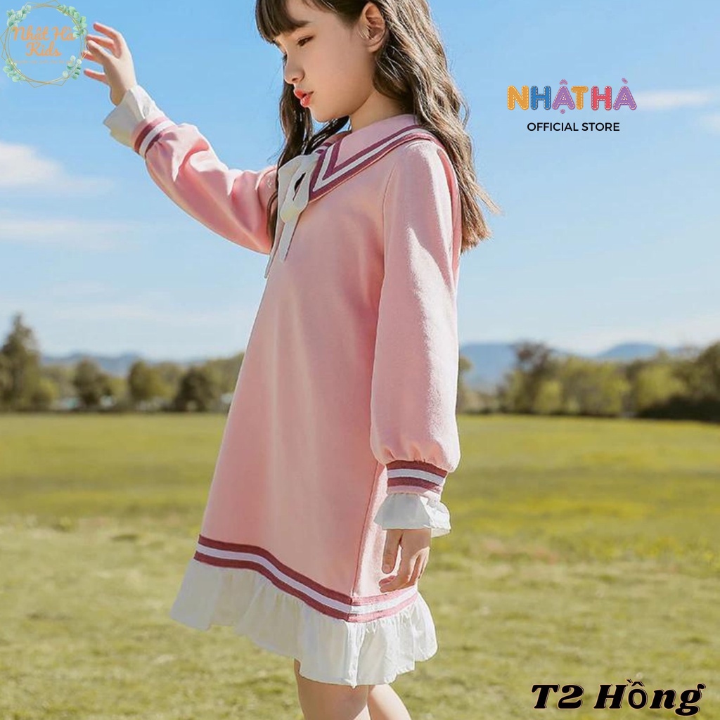 Váy bé gái nỉ thu đông NHẬT HÀ size đại 11-45kg siêu ấm cổ thủy thủ cực xinh