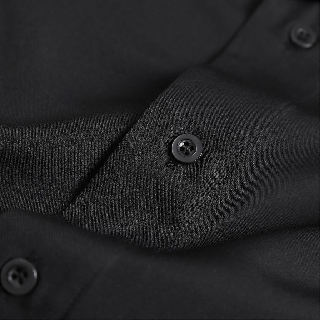 Áo sơ mi ĐEN Basic Unisex form rộng , cổ vest - HARLEY