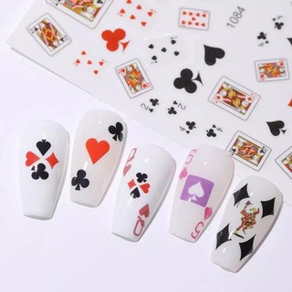 Sticker dán móng hình quân bài