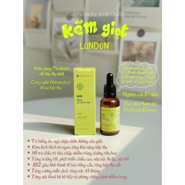 Kẽm giọt + vitamin B12 cho bé từ sơ sinh của Anh