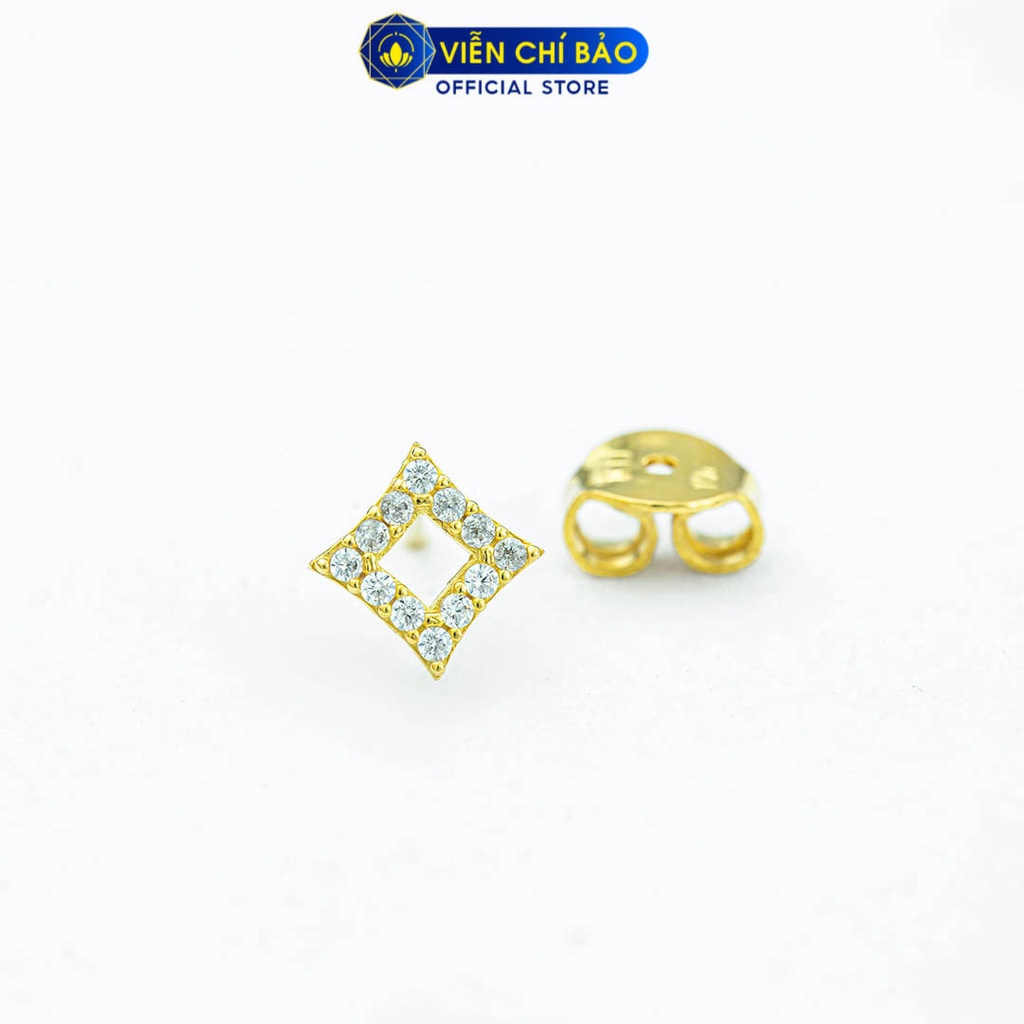 Bông tai nữ hình thoi đính đá chất liệu Vàng 10K thời trang phụ kiện trang sức nữ Viễn Chí Bảo B800030