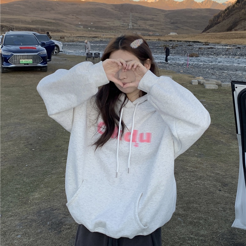 SUXI Áo Nỉ Nữ Dài Tay Có Mũ Thời Trang Hàn