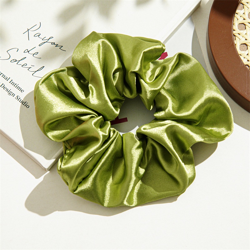 Dây Buộc Tóc Vải Satin Màu Sắc Tươi Sáng Phong Cách Pháp