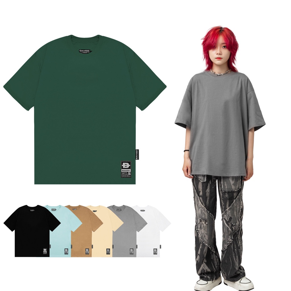 Áo thun trơn nữ nam form rộng tay lỡ nhiều màu local brand DAVIES D Basic D25-T5.