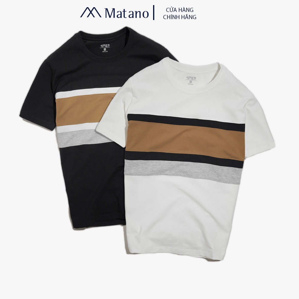 Áo thun nam ngắn tay đẹp MATANO AT060 cổ tròn, form regular, vải cotton co giãn, phối màu trẻ trung