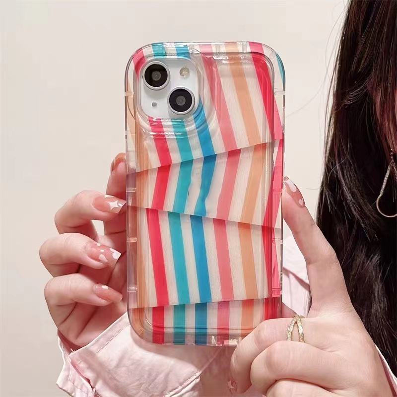 Ốp Điện Thoại Silicon TPU Mềm Trong Suốt Họa Tiết Kẻ Sọc Chống Sốc Cho IPhone 14 13 12 11 Pro XS Max XR X 7 8 6S Plus
