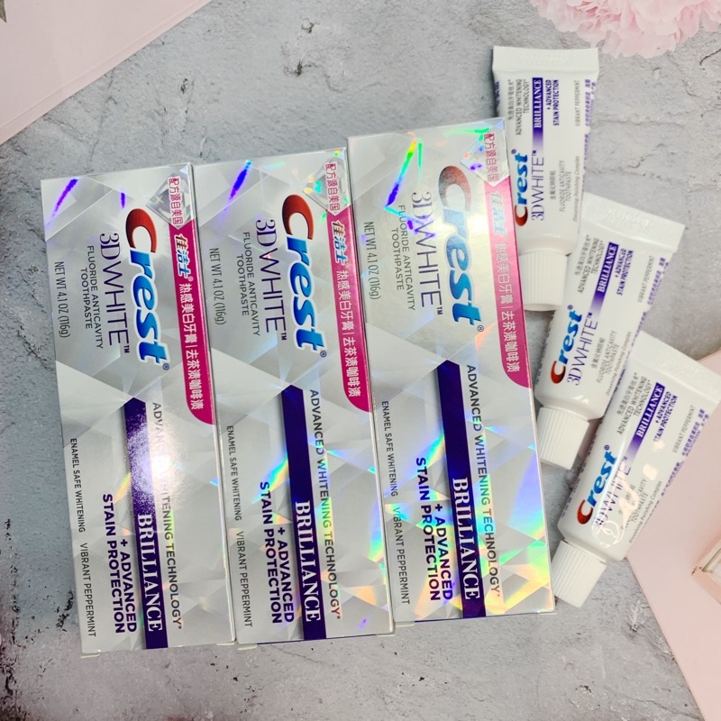 Sét kem đánh răng 3D Crest Brilliance bản Trung hỗ trợ trắng răng