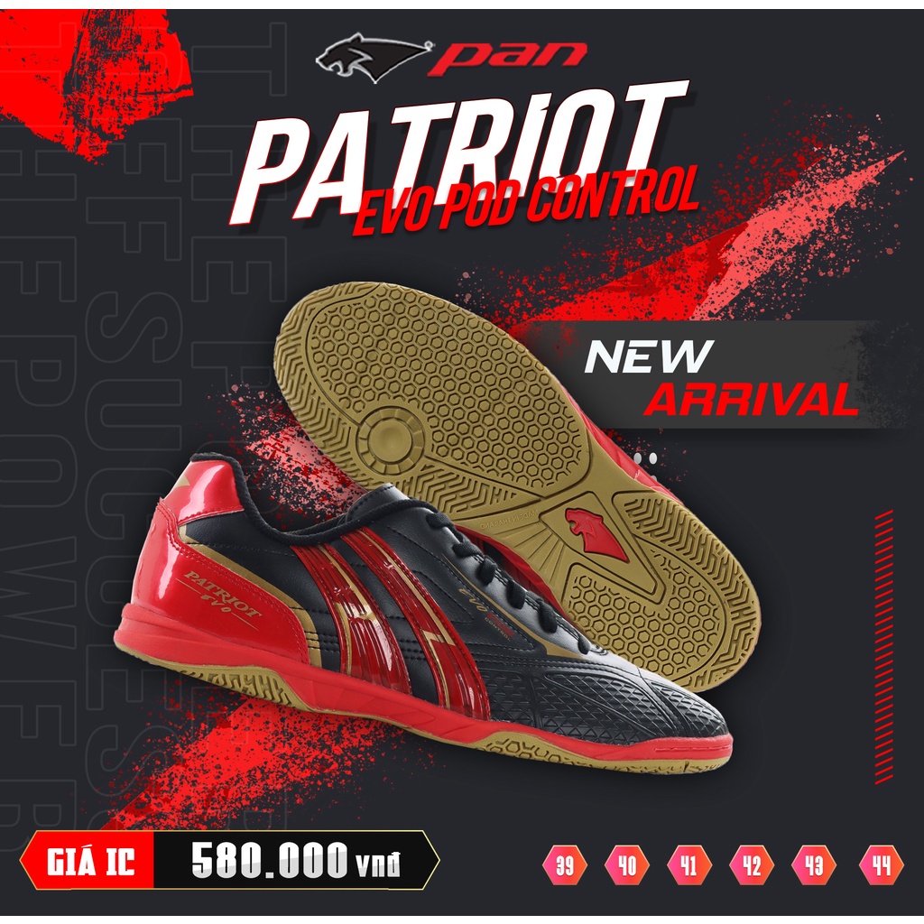 Giày đá banh đế bằng sân futsal Pan Thailand Patriot Evo Pod Control IC