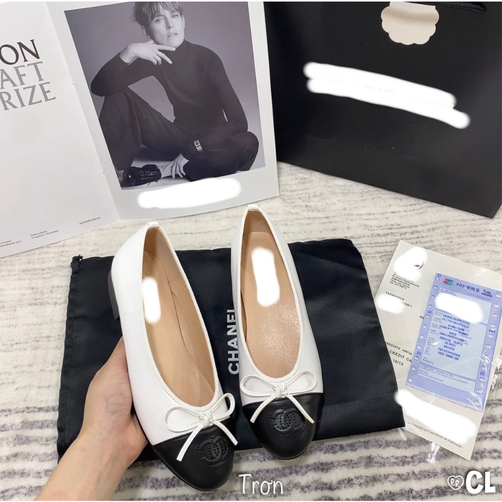 Giày búp bê đế bằng mũi tròn full phụ kiện