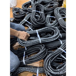 20m Dây rửa xe áp lực cao bằng thép, 1 đầu ren trong 14mm và 1 đầu ren trong 22mm