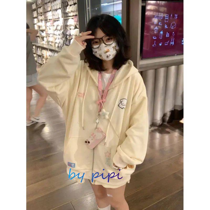 Áo hoodie Áo Khoác Cardigan Có Mũ Trùm Dáng Rộng In Hình Chú Cún / Ngôi Sao Kiểu Nhật Bản Thời Trang Thu Đông 2022 Cho Bạn