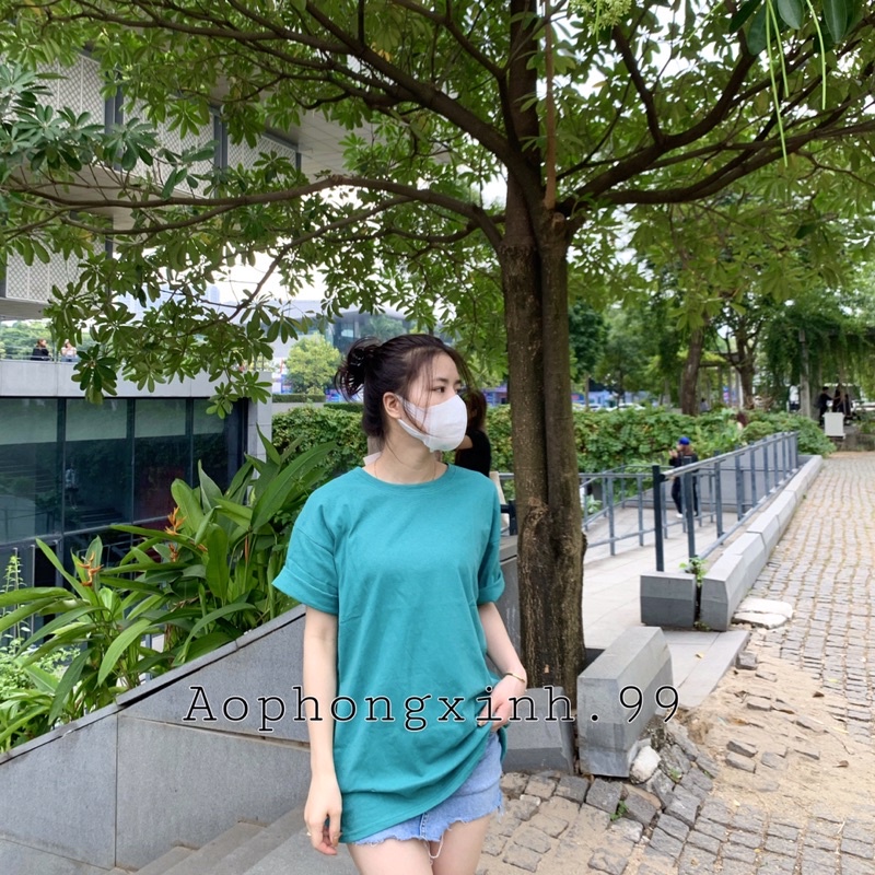 Áo Phông Nam Nữ 3158 Trơn Vải Cotton Khô Cổ Tròn Form Rộng Tay Lỡ Đơn Giản Freesize