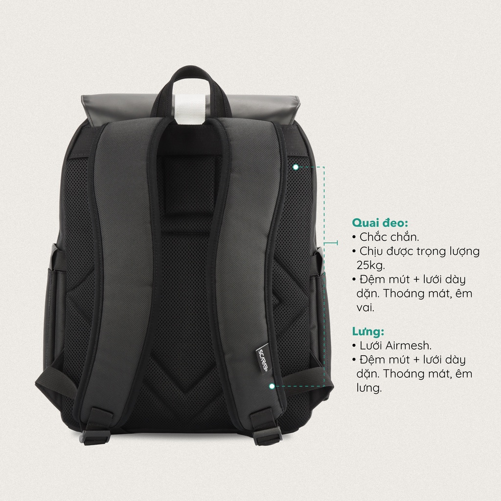 Scarab Sturdy Backpack Unisex - Balo Size Lớn, Đi Học Đi Chơi Đựng Vừa Laptop 15,6inch Gaming