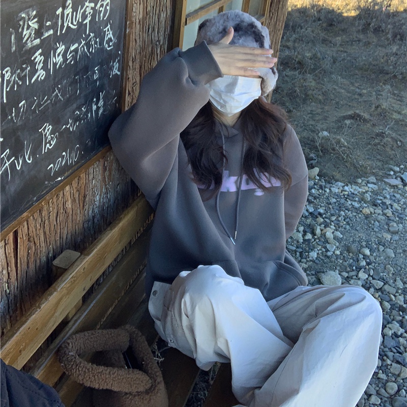 SUXI Áo Nỉ Nữ Dài Tay Có Mũ Thời Trang Hàn