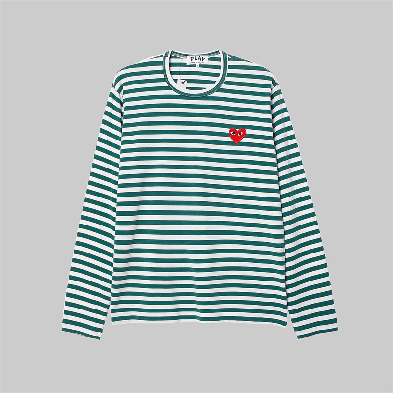 Áo Thun Họa Tiết Sọc Thêu Hình Trái Tim Thời Trang Đường Phố