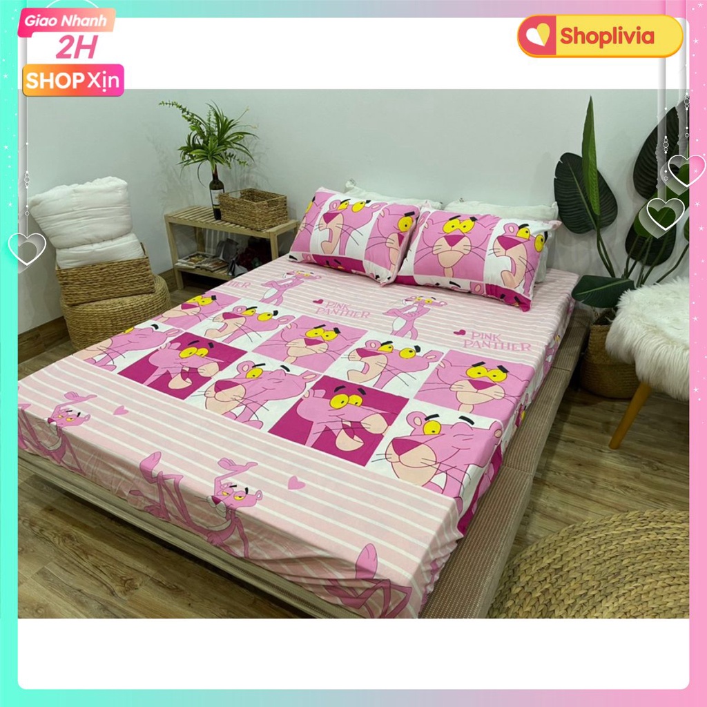 Drap ga trải giường siêu xinh 1m2x2m,1m4x2m,1m6x2m,shoplivia[mẫu báo prink hồng]