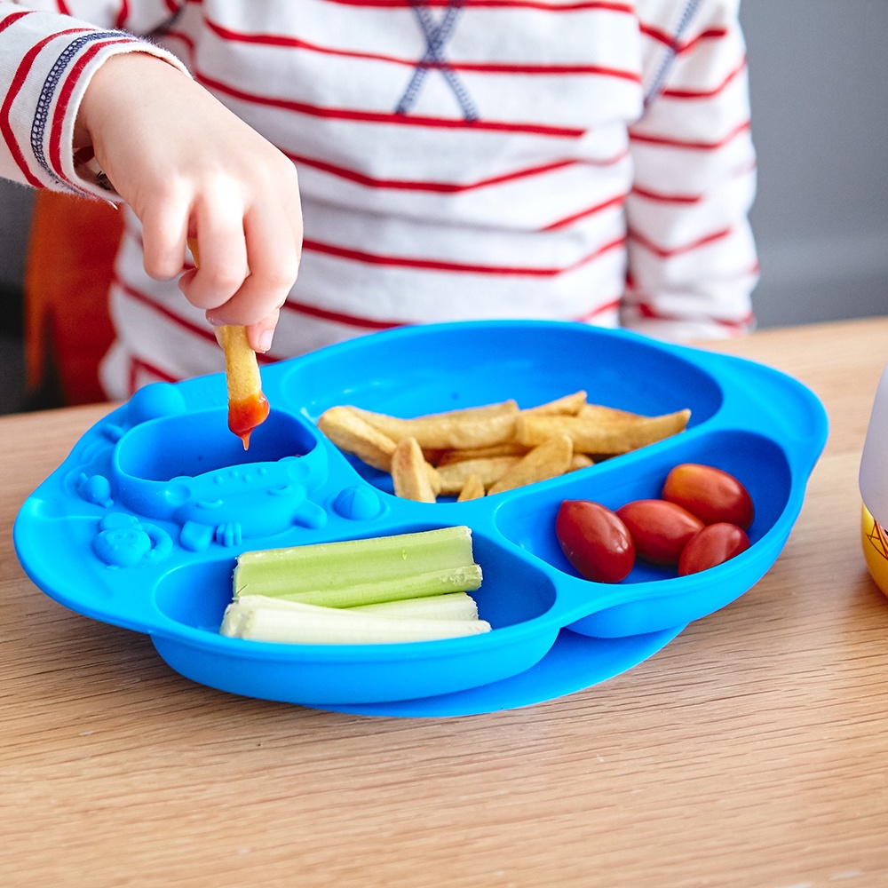 Đĩa ăn dặm silicon chia ngăn có đế hút chân không chống đổ Yummy Marcus & Marcus, cho bé từ 18 tháng - Lucas